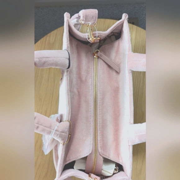 Juicy Couture Dusty Blush Pink Velour LARGE Big Spender Tote Bag/Purse - Picture 6 of 16